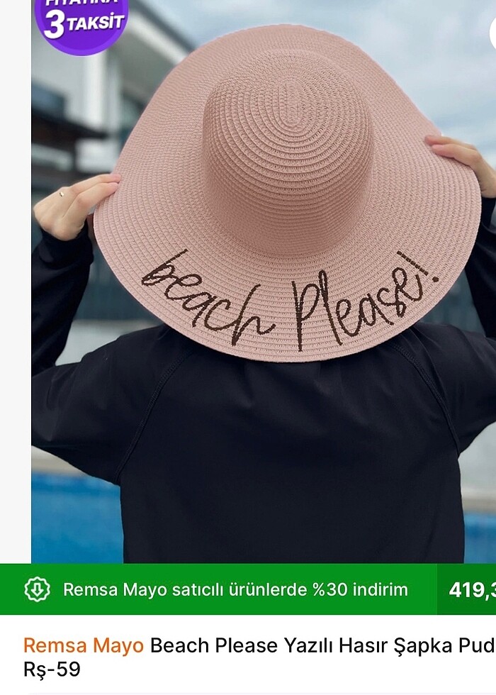 Fötr hasır şapka krem renk - Görsel 3