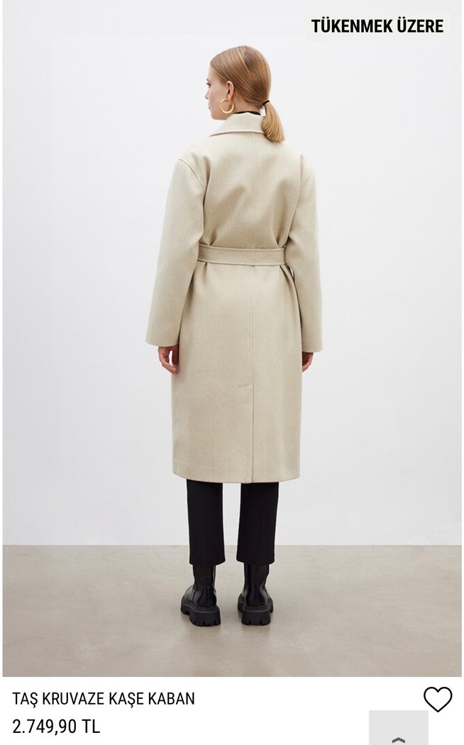 Be Blue Taş Renk Kruvaze Kase Kaban sıfır - Görsel 4