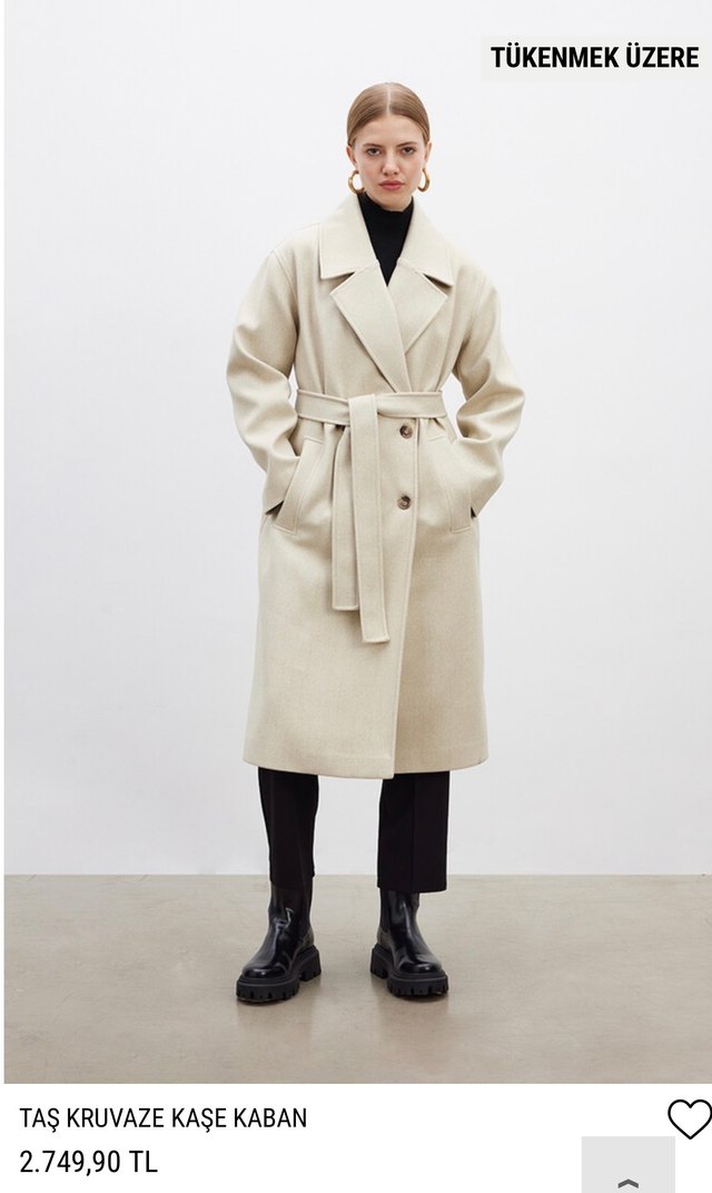 Be Blue Taş Renk Kruvaze Kase Kaban sıfır - Görsel 2