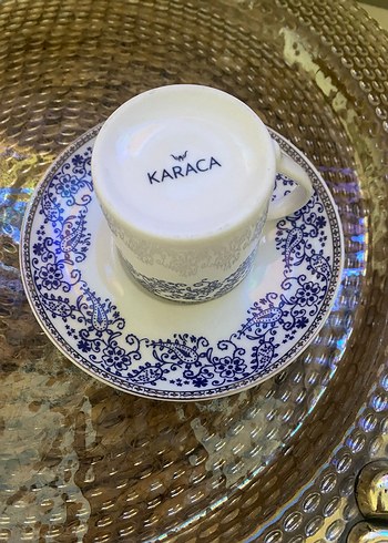 Karaca Mavi Desenli Porselen Fincan ve Tabak Seti