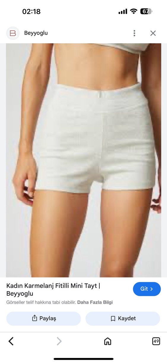 Beyaz Pamuklu Mini Hamile Şortu - Görsel 3