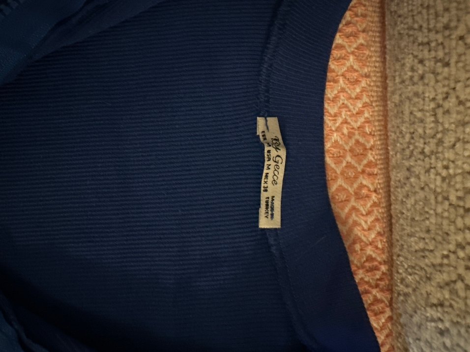 Mavi V Yakalı Fermuarlı Hamile Bluzu - Görsel 2