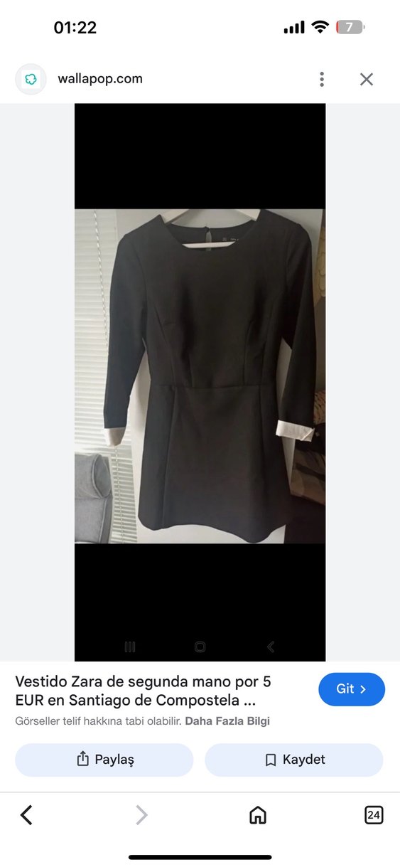 Siyah, uzun kollu, düğmeli ofis elbisesi - Görsel 2