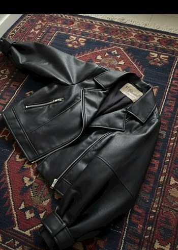 bomber oversize deri ceket - Görsel 4