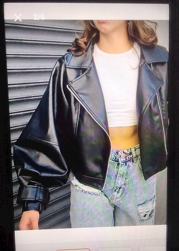 bomber oversize deri ceket - Görsel 3