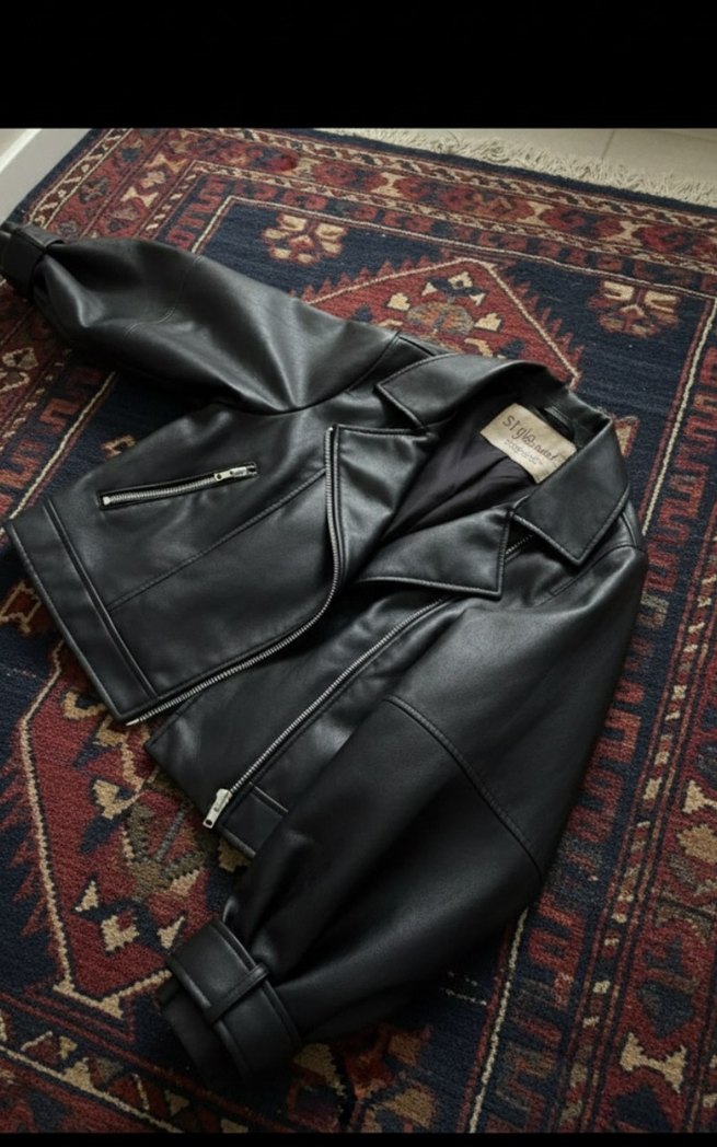 bomber oversize deri ceket - Görsel 4