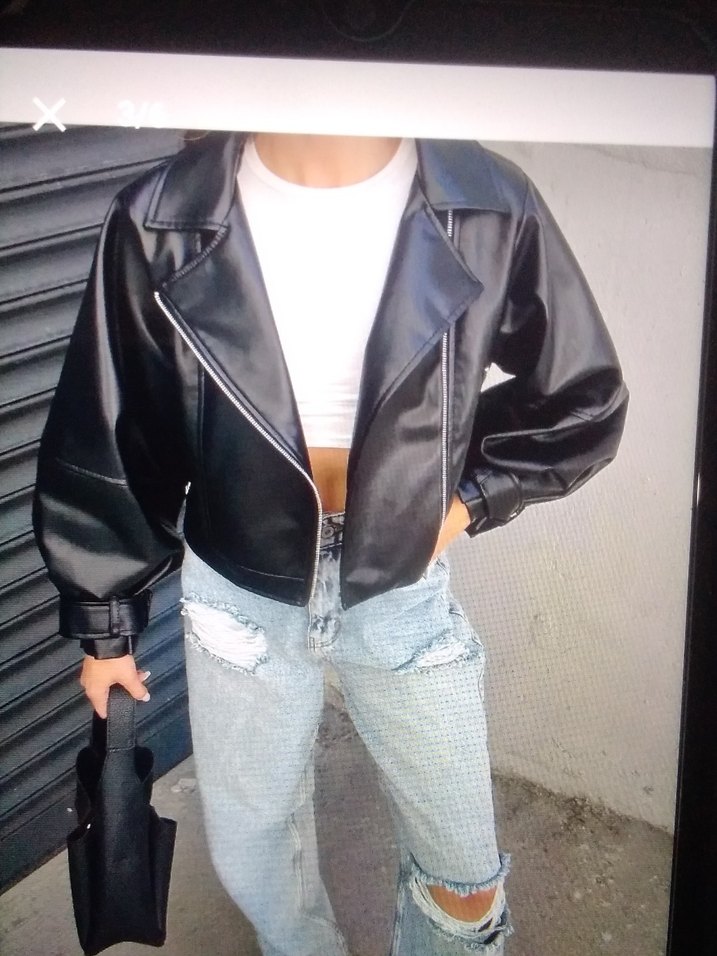 bomber oversize deri ceket - Görsel 2