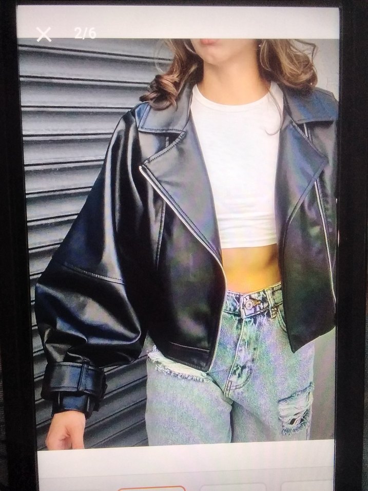 bomber oversize deri ceket - Görsel 3