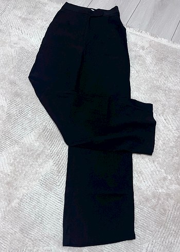 Siyah Kadın Kemerli Kumaş Pantolon - Görsel 3