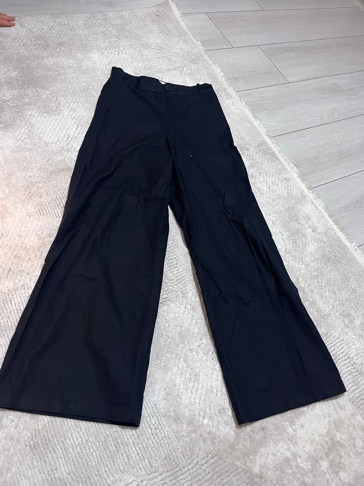 Siya kadın Keten Salaş Düğmeli Pantolon - Görsel 4