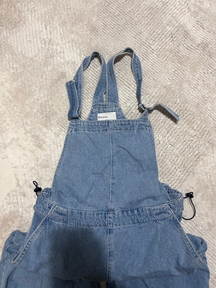 Kadın Lacivert Denim Uzun Tulum - Görsel 2