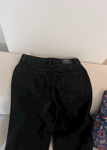 Kadın Siyah Bol Kesim Midi Kot Pantolon - Görsel 3