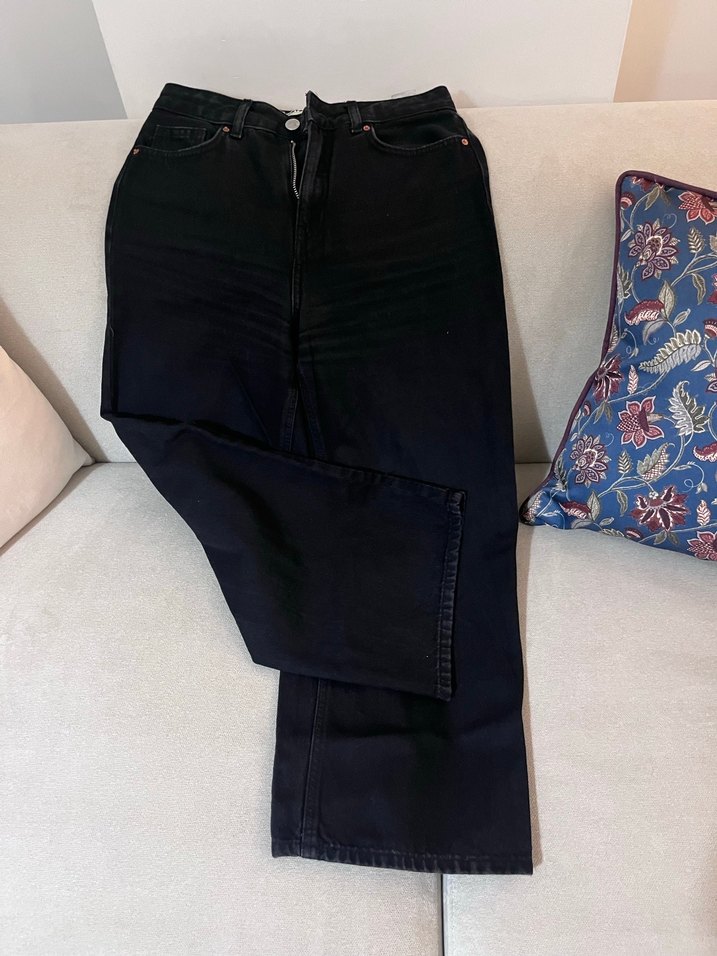 Kadın Siyah Bol Kesim Midi Kot Pantolon - Görsel 2