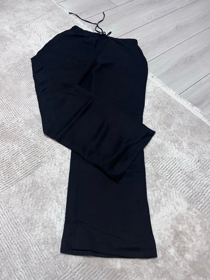 Siyah Salaş Kadın Kumaş Pantolon - Görsel 2