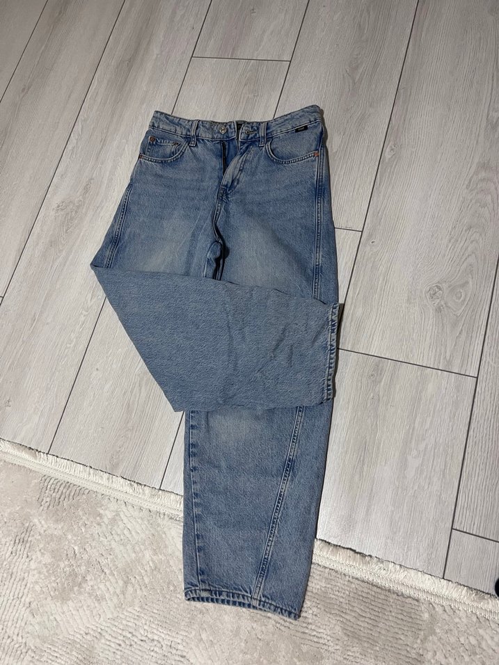 Gri Mavi Kadın Denim Bol Kesim Jean - Görsel 4