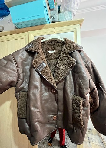 m Beden kahverengi Renk Kahverengi Kürklü Deri Kadın Ceket