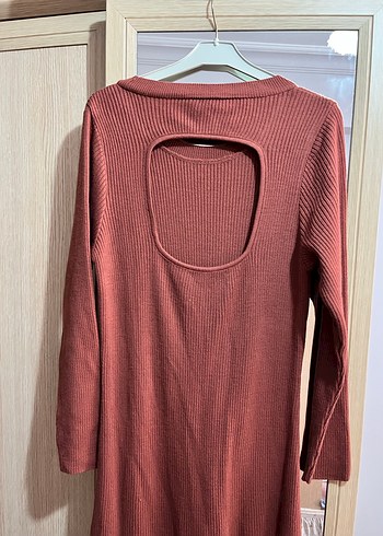 xl Beden Kahverengi Uzun Triko Elbise