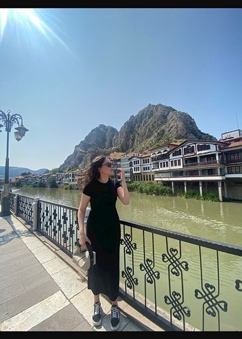 Diğer Siyah Kısa Kollu Uzun Kadın Elbise