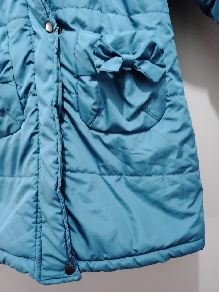 Çocuk Mavi Uzun Kollu Kışlık Mont - Görsel 3