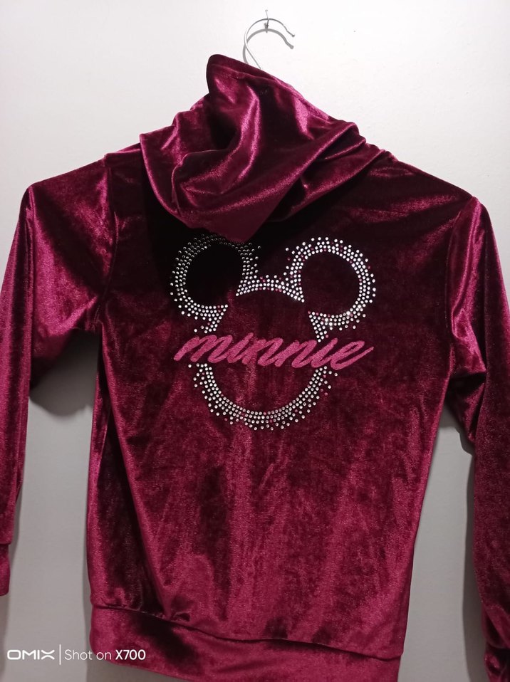 Bordo Kapüşonlu Kız Çocuk Fermuarlı Ceket - Görsel 2