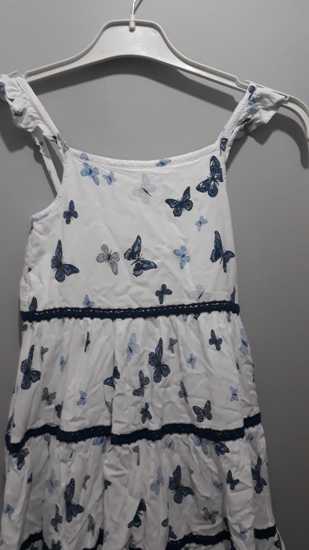 Kelebek Desenli Askılı Kız Çocuk Elbise - Görsel 2