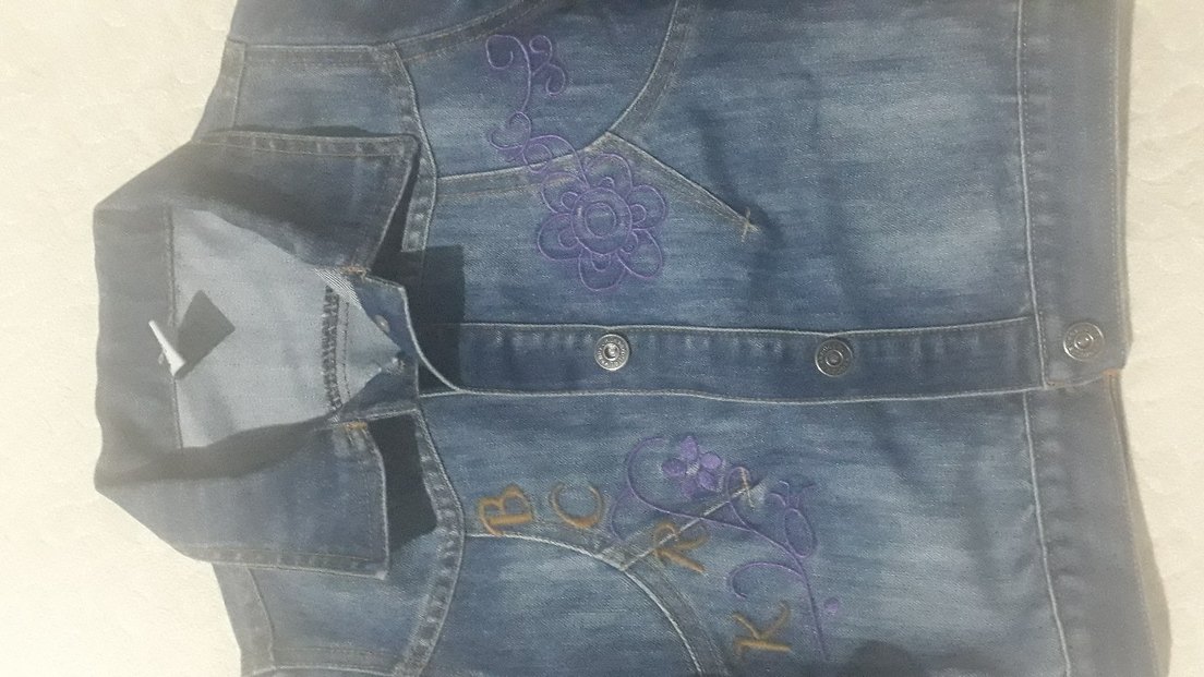 Kız Çocuk Denim Nakışlı Düğmeli Ceket - Görsel 2