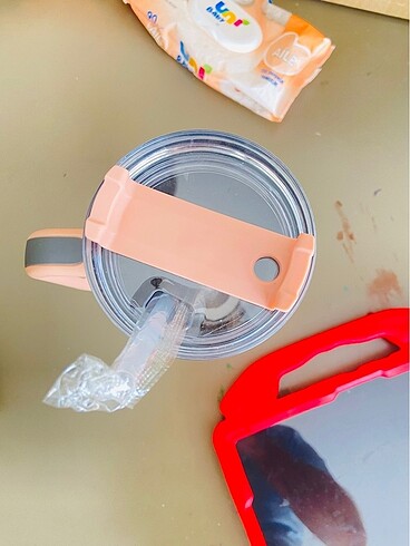 Beden Sıfır Pembe Stanley Termos - Pipetli, Saplı, Hiç Kullanılmadı!