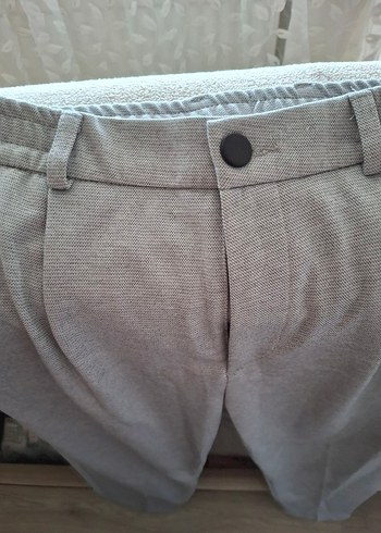 Gri Keten Düğmeli Erkek jogger Pantolon