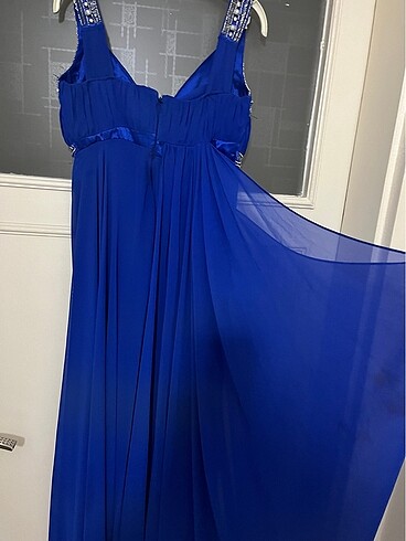 Abiye Saks mavisi elbise - Görsel 6