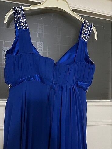 Abiye Saks mavisi elbise - Görsel 7