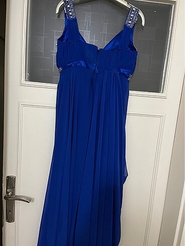 Abiye Saks mavisi elbise - Görsel 8
