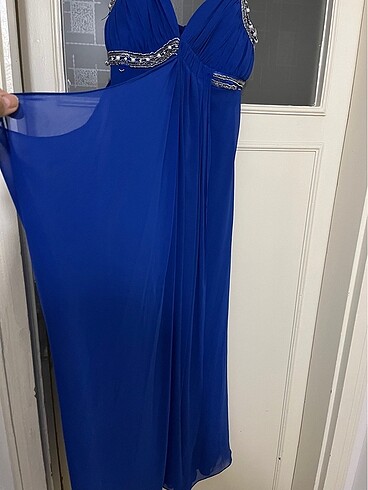 Abiye Saks mavisi elbise - Görsel 10