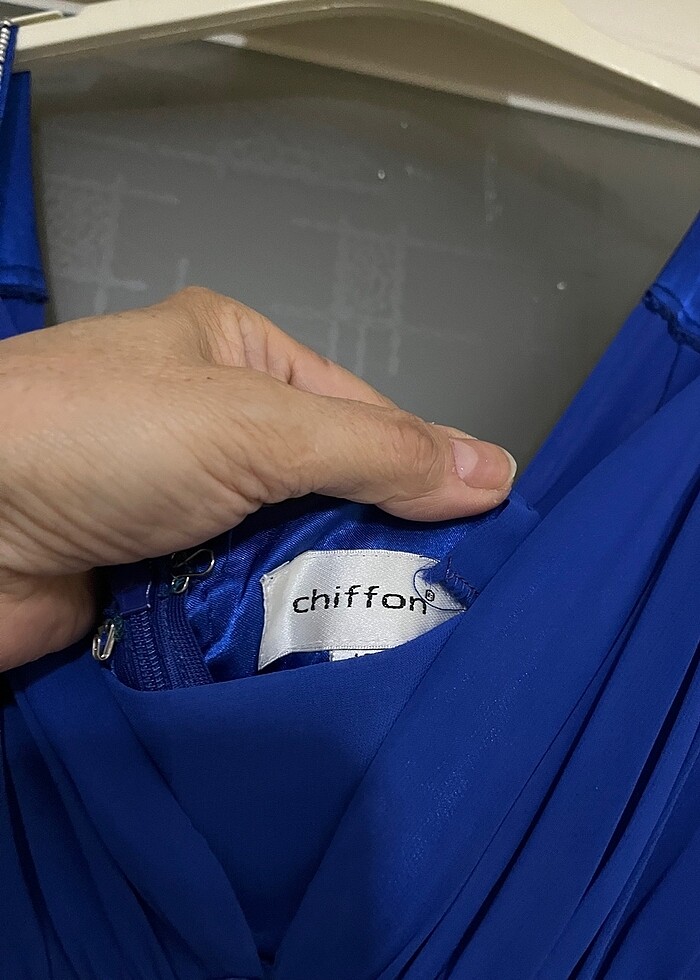 Abiye Saks mavisi elbise - Görsel 3