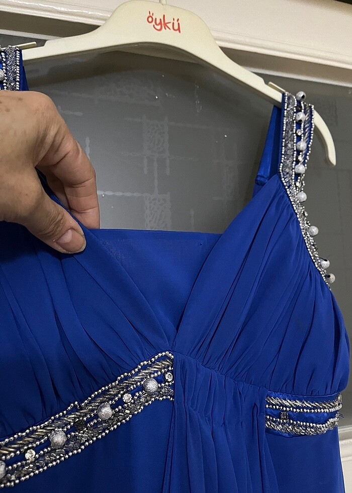 Abiye Saks mavisi elbise - Görsel 2