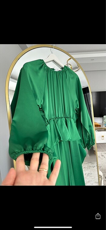 36 Beden yeşil Renk Tesettür Elbise