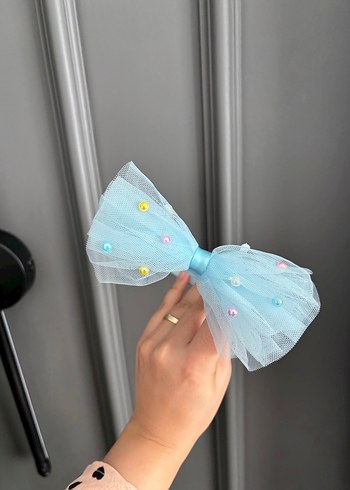 Mavi İnci Detaylı Tül Taç Doğum Lohusa Çekim - Görsel 4