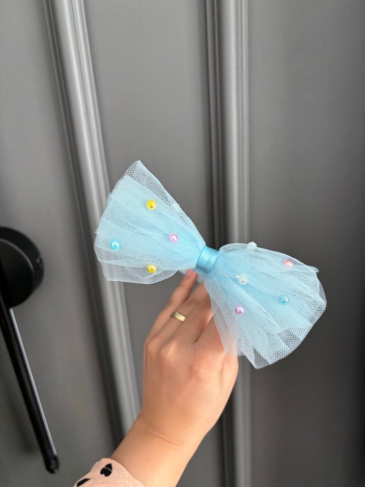 Mavi İnci Detaylı Tül Taç Doğum Lohusa Çekim - Görsel 4