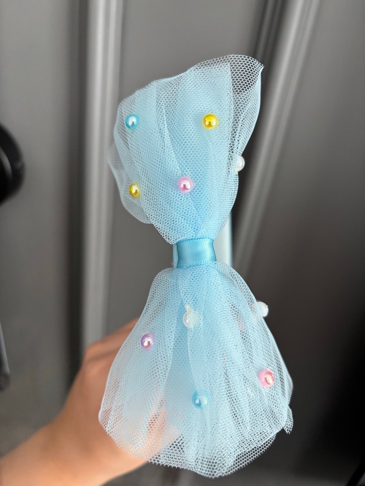 Mavi İnci Detaylı Tül Taç Doğum Lohusa Çekim - Görsel 5