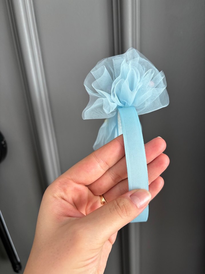 Mavi İnci Detaylı Tül Taç Doğum Lohusa Çekim - Görsel 3