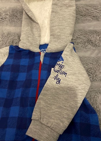 Kapüşonlu Ekose Desenli Bebek Tulumu - Görsel 4