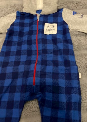 Kapüşonlu Ekose Desenli Bebek Tulumu - Görsel 3