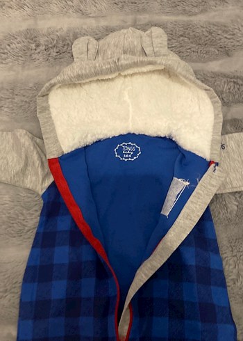 Kapüşonlu Ekose Desenli Bebek Tulumu - Görsel 5