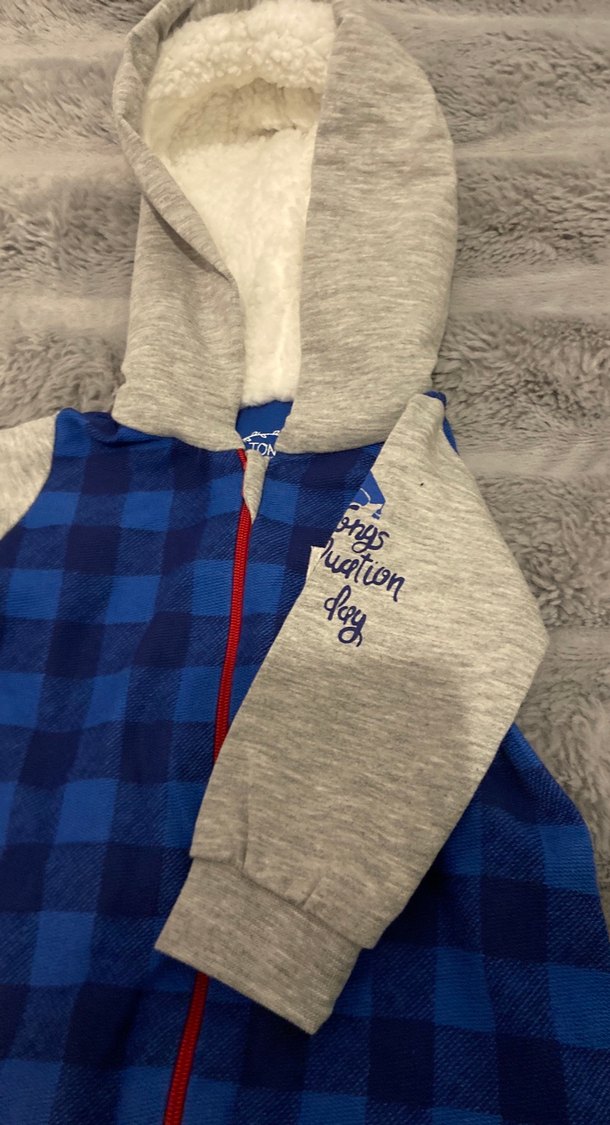 Kapüşonlu Ekose Desenli Bebek Tulumu - Görsel 4