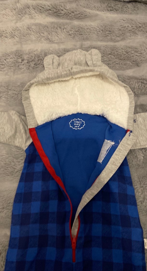 Kapüşonlu Ekose Desenli Bebek Tulumu - Görsel 5