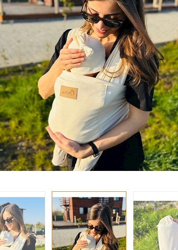 Beyaz Bebek Kanguru Sling - Görsel 2