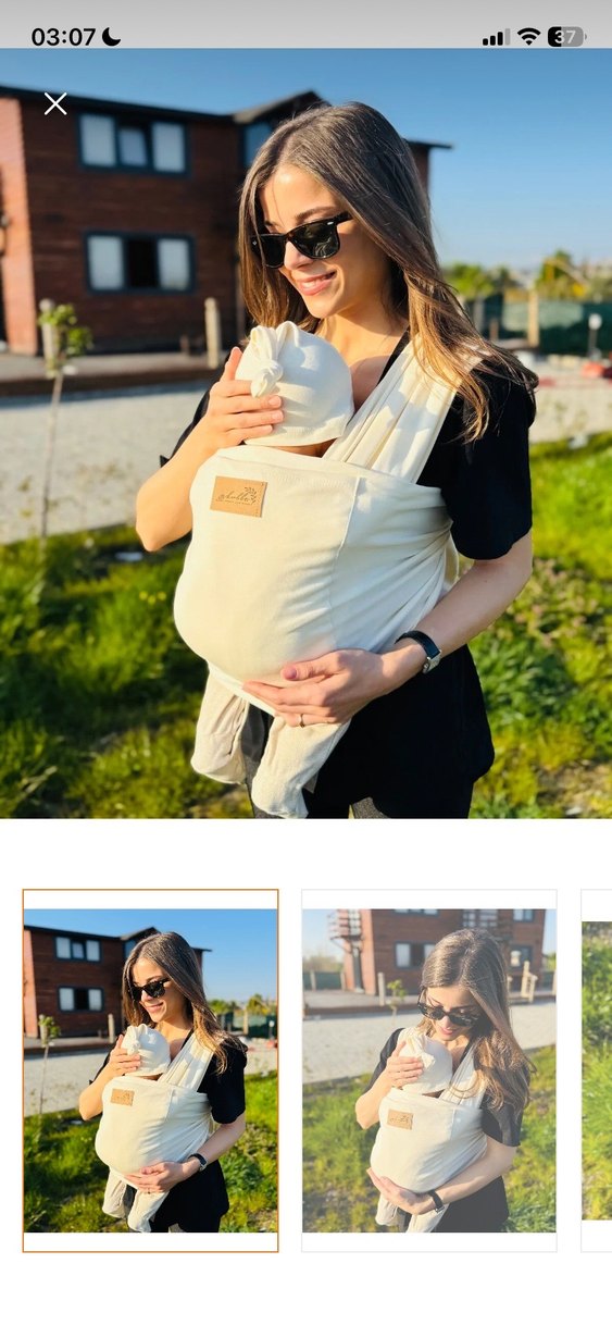 Beyaz Bebek Kanguru Sling - Görsel 3