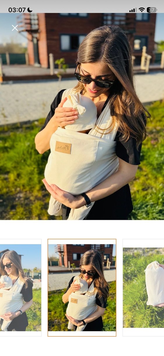 Beyaz Bebek Kanguru Sling - Görsel 2
