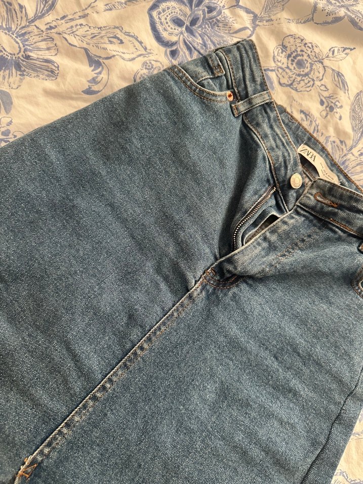zara  Yüksek Bel Mavi Denim Uzun Etek — görsel 2/3