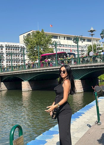 m Beden Siyah fitilli boyundan geçmeli alt üst takım