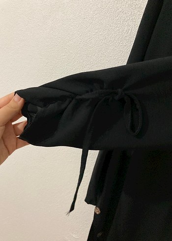 Siyah Düğmeli Uzun Kollu Midi Tunik - Görsel 3